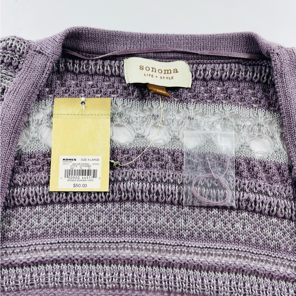 SONOMA PURPLE GRAY KNIT CARDIGAN SIZE WOMENS LARGE - Picture 5 of 8